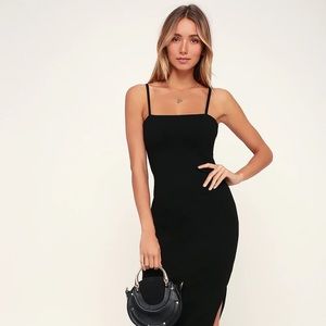 NWT: Lulu’s Paulina Black Bodycon Midi Dress